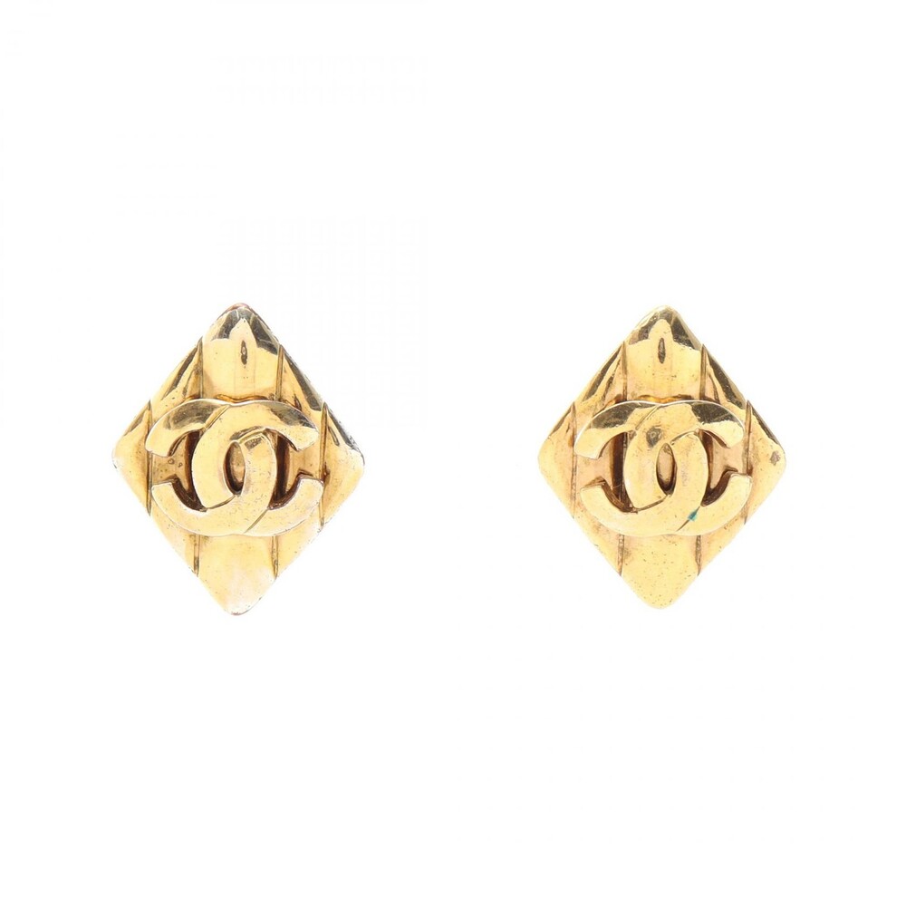 Chanel Coco Mark Rhombus Earring Gold #295922C50B